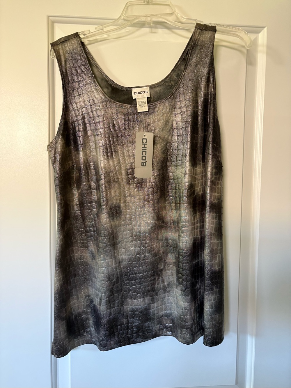 Chico's Shimmering Silver Textured Tank